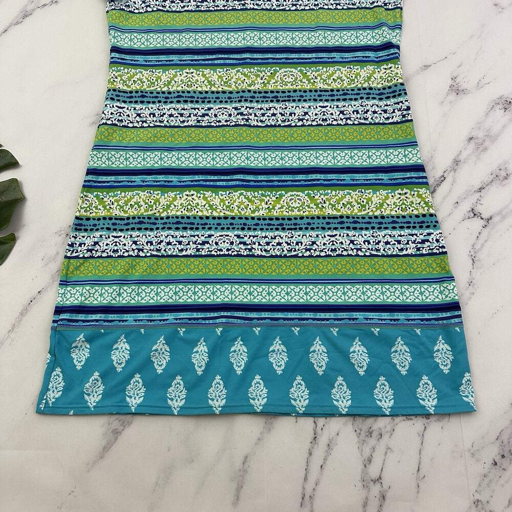 Lands End Womens Shift Dress Size S 6-8 Blue Green Floral Stripe Stretch - Picture 4 of 10